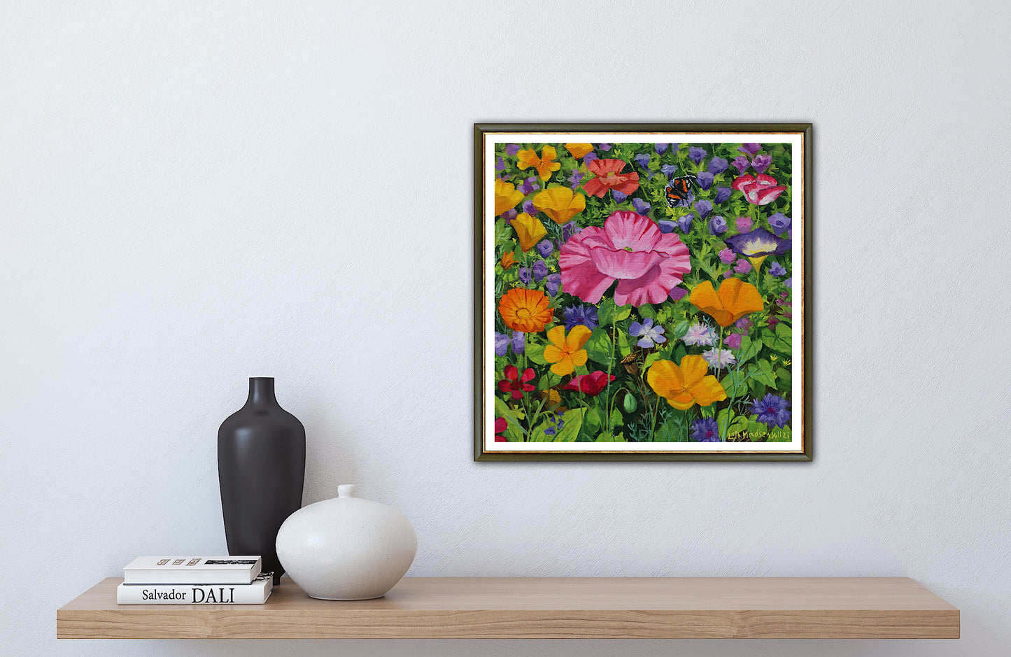 Blomsterbed med sommerfugl